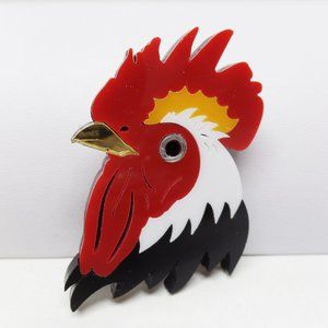 Fabulous Acrylic Rooster Brooch